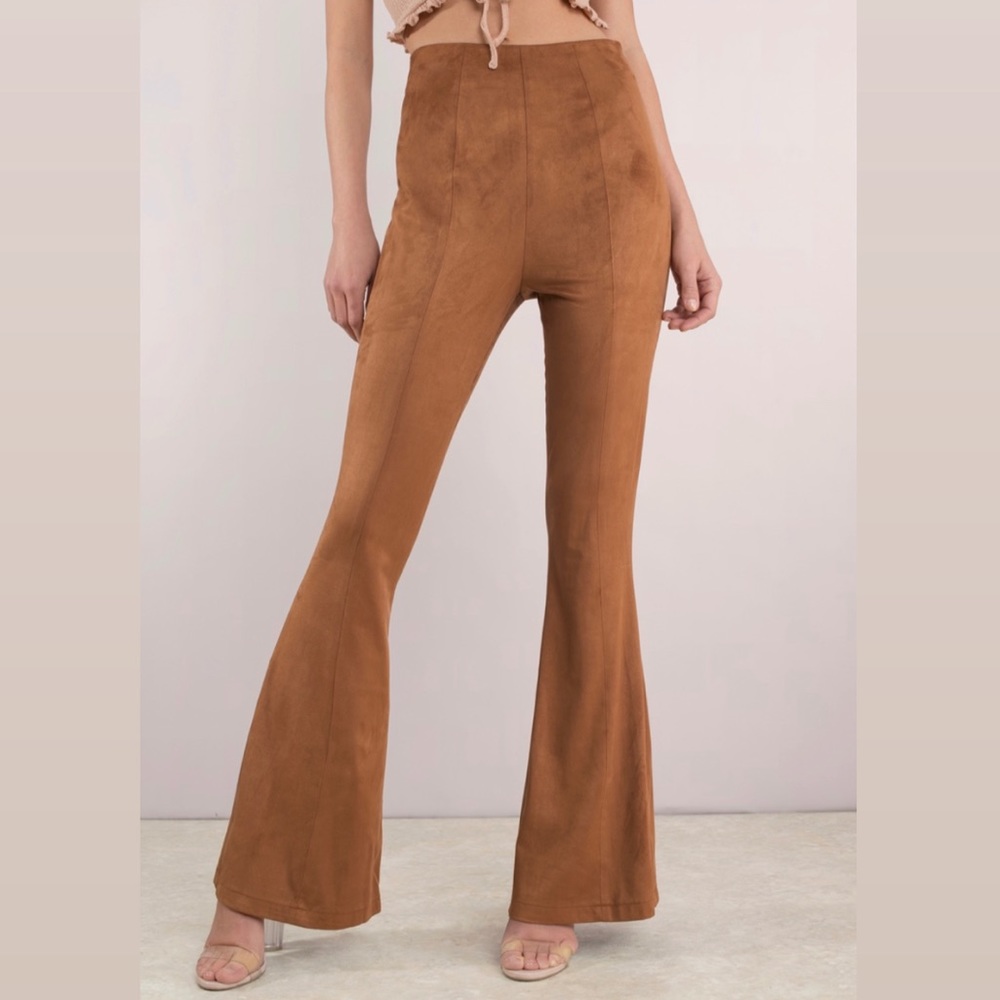 Faux Suede Flare Pants